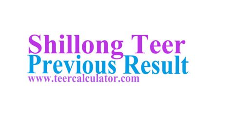 meghalaya teer previous result|Previous Teer Results .